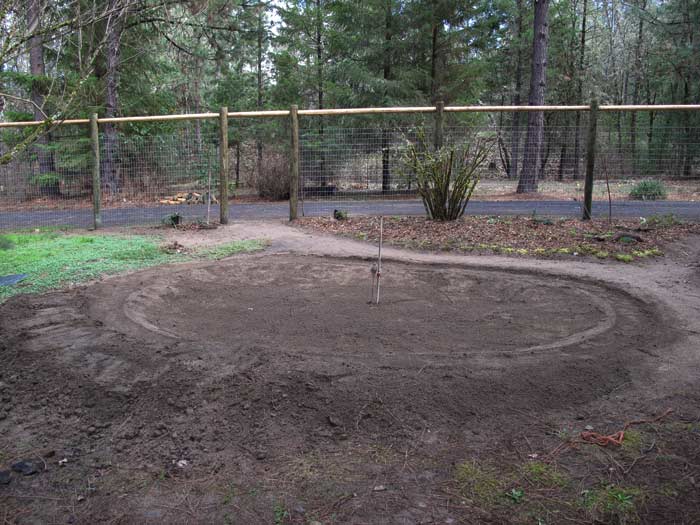 Edge for liner is begun around pond