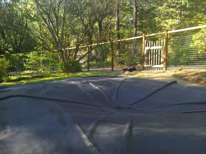 Pond liner put in place